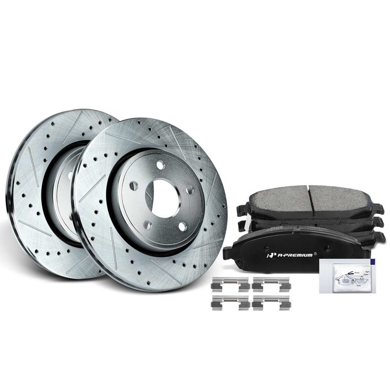 Front Drilled Rotors & Ceramic Brake Pads for Jeep Grand Cherokee 2005-2010