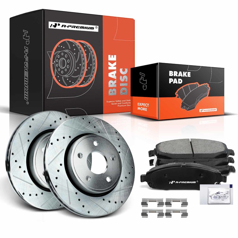 Front Drilled Rotors & Ceramic Brake Pads for Jeep Grand Cherokee 2005-2010
