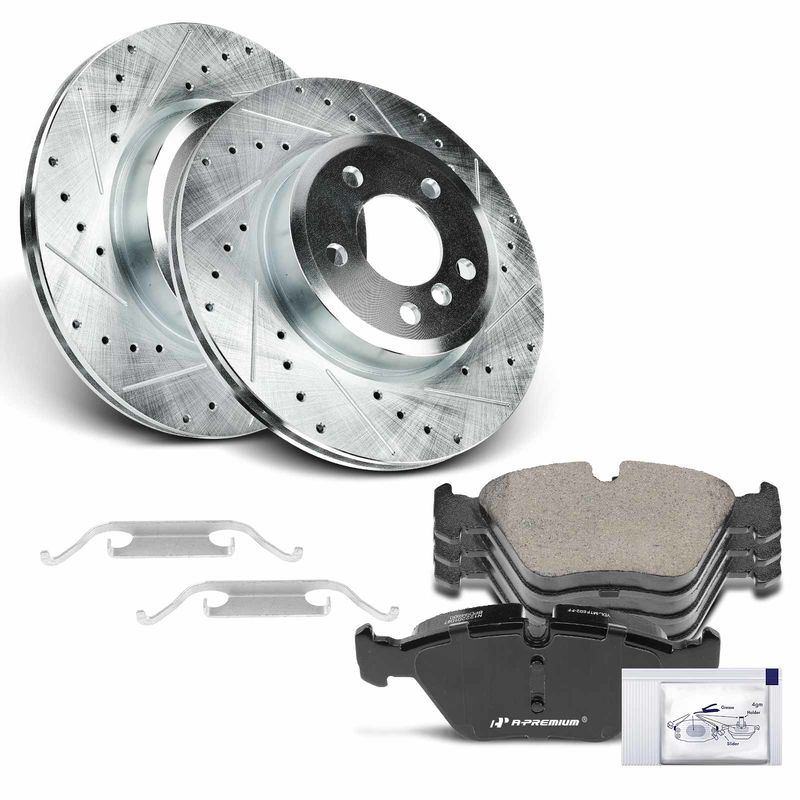 Front Drilled Rotors & Ceramic Brake Pads for BMW X3 2004-2010 3.0L