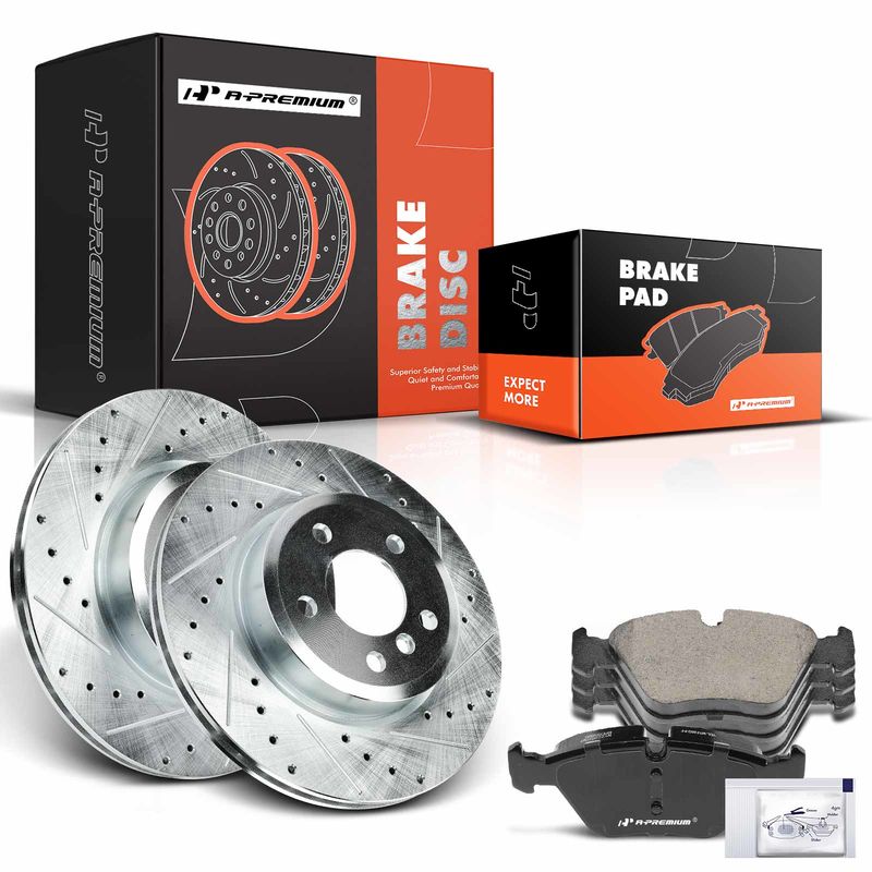 Front Drilled Rotors & Ceramic Brake Pads for BMW X3 2004-2010 3.0L