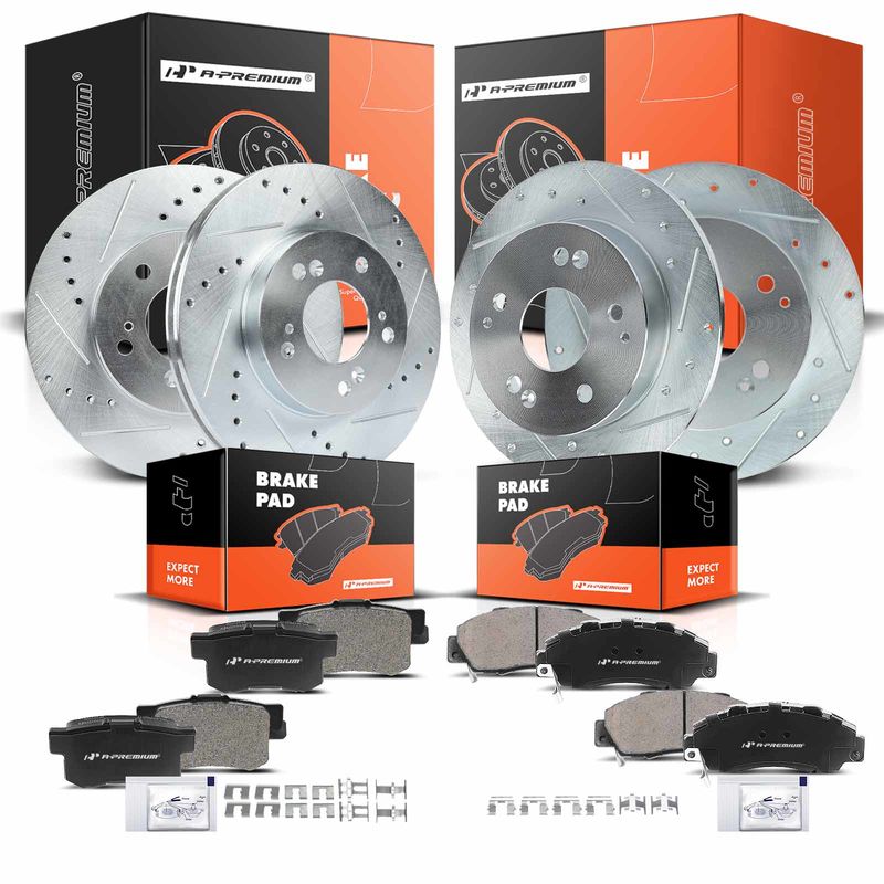 Front & Rear Disc Brake Rotors & Ceramic Brake Pads for Acura Integra Type R