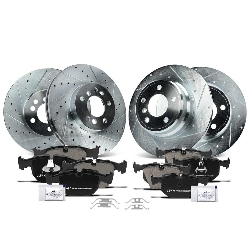 Front & Rear Drilled Rotors & Ceramic Brake Pads for BMW E53 X5 2000-2006