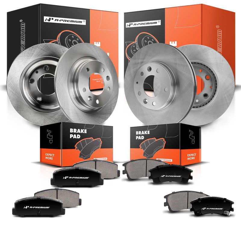 Front & Rear Disc Brake Rotors & Ceramic Brake Pads for Mazda 6 2003-2005
