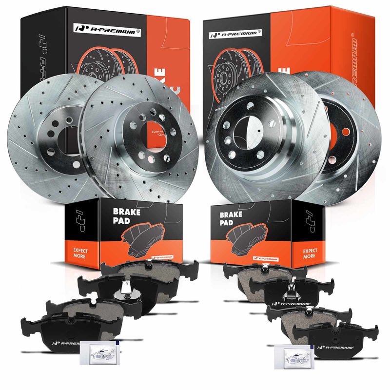 Front & Rear Drilled Rotors & Ceramic Brake Pads for BMW E53 X5 2000-2006