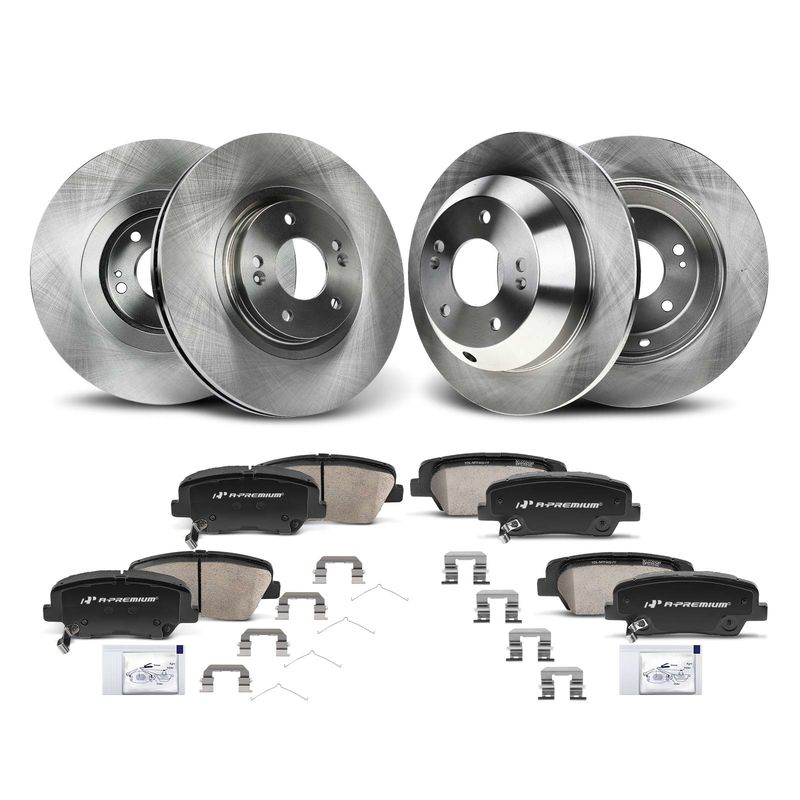 Front & Rear Disc Brake Rotors & Ceramic Brake Pads for Kia Sorento 2016-2019