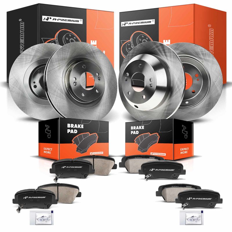 Front & Rear Disc Brake Rotors & Ceramic Brake Pads for Kia Sorento 2016-2019
