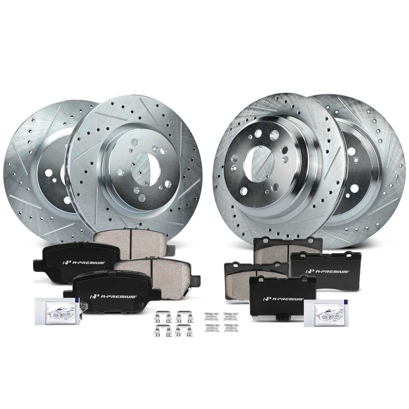 Front & Rear Drilled Rotors & Ceramic Brake Pads for Acura RL 2005-2012