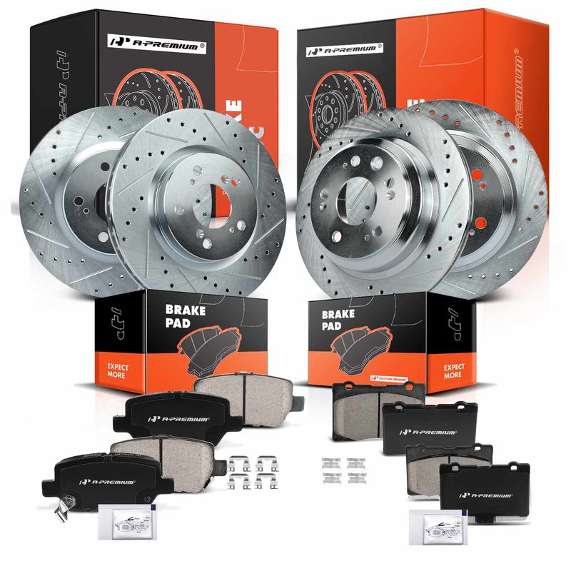Front & Rear Drilled Rotors & Ceramic Brake Pads for Acura RL 2005-2012