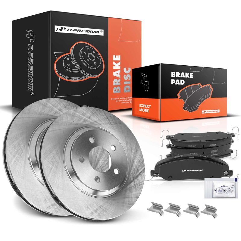 Front Disc Brake Rotors & Ceramic Brake Pads for Ford Mustang 2005-2011