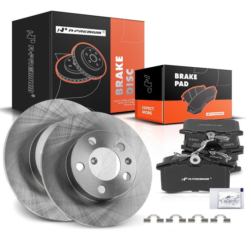 Rear Disc Brake Rotors & Ceramic Brake Pads for Audi TT 2000-2004 VW Golf Jetta