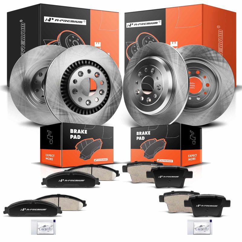 Front & Rear Disc Brake Rotors & Ceramic Brake Pads for Ford Taurus Mercury