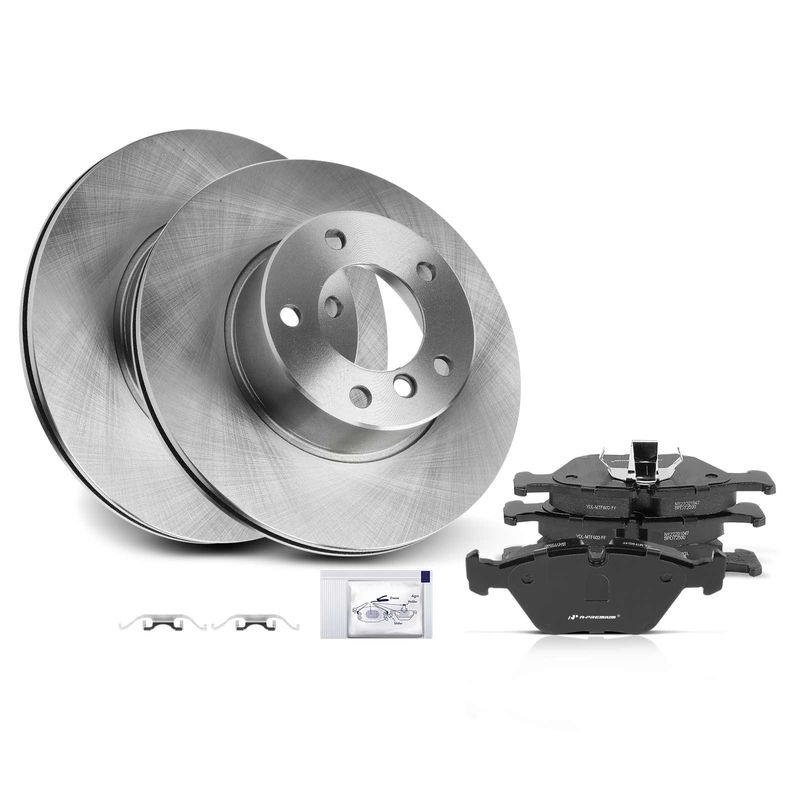 Front Disc Brake Rotors & Ceramic Brake Pads for BMW 525i E39 2001-2003 528i