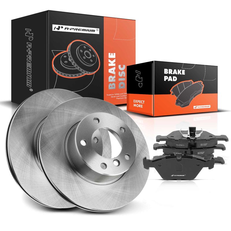 Front Disc Brake Rotors & Ceramic Brake Pads for BMW 525i E39 2001-2003 528i