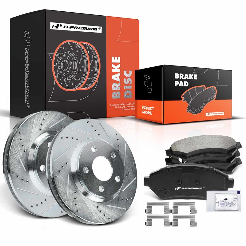Front Drilled Rotors & Ceramic Brake Pads for Chevrolet Impala Monte Carlo Buick