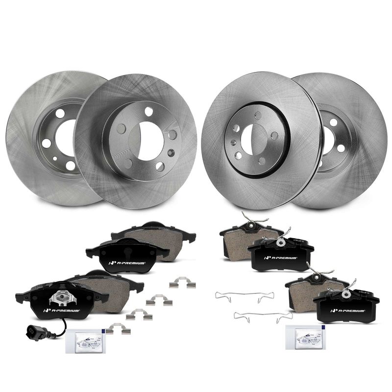 Front & Rear Disc Brake Rotors & Ceramic Brake Pads for Volkswagen Beetle Jetta