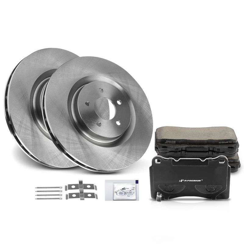 Front Disc Brake Rotors & Ceramic Brake Pads for Ford Mustang 2007-2014