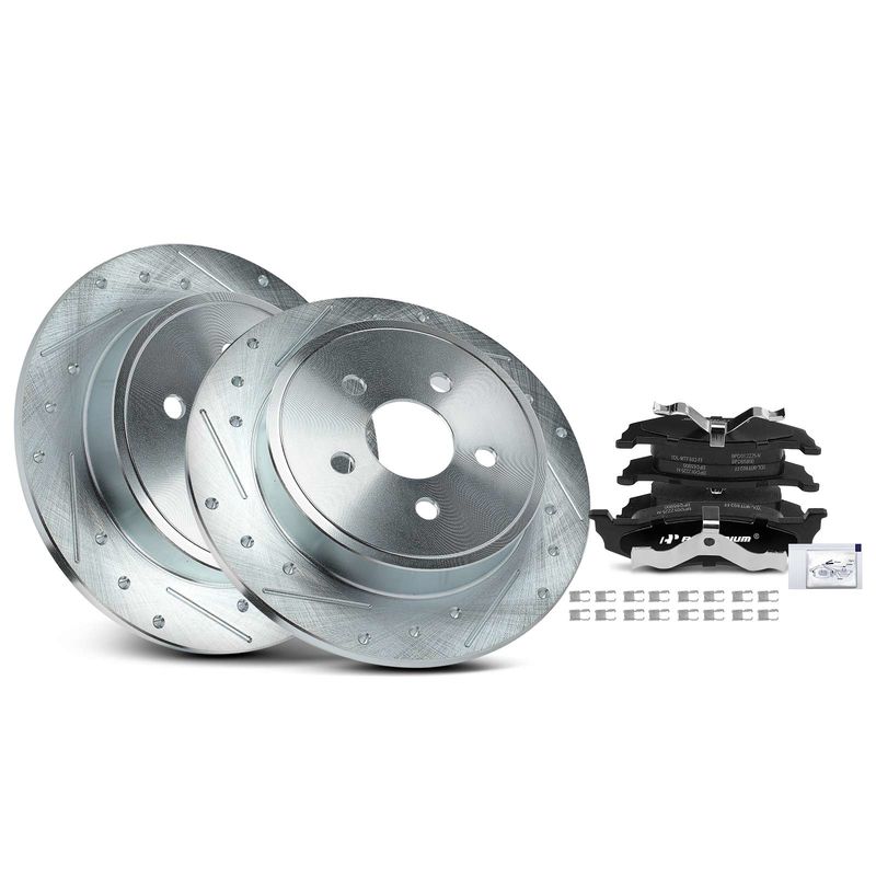 Rear Drilled Rotors & Ceramic Brake Pads for Chrysler PT Cruiser Dodge Neon