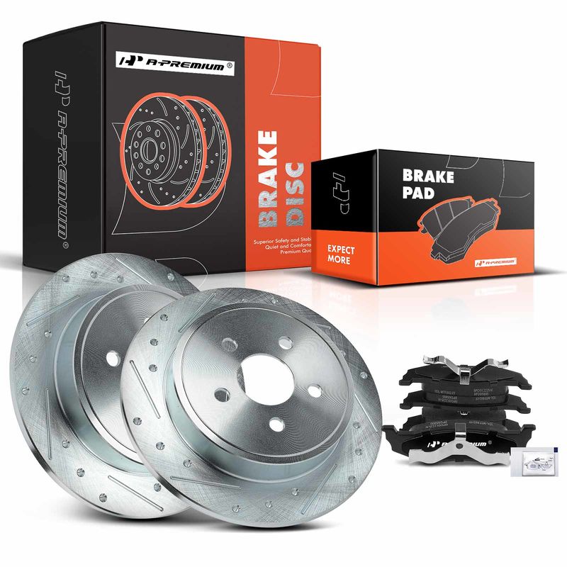 Rear Drilled Rotors & Ceramic Brake Pads for Chrysler PT Cruiser Dodge Neon