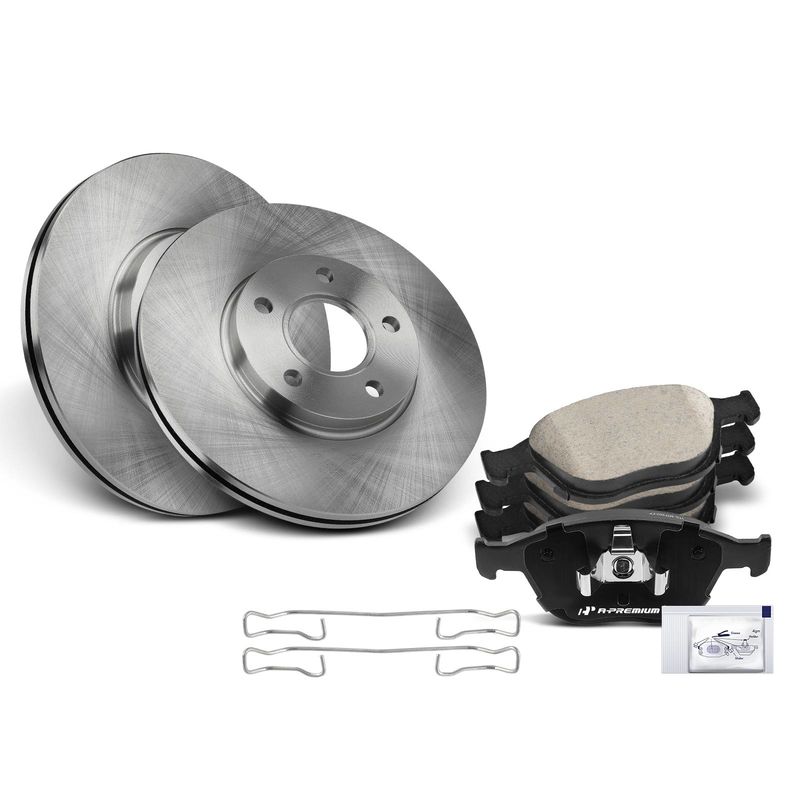 Front Disc Brake Rotors & Ceramic Brake Pads for Ford Transit Connect 2010-2013