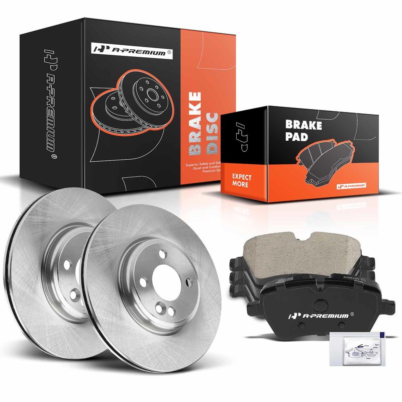 Front Disc Brake Rotors & Ceramic Brake Pads for Mini R52 R57 Cooper 2007-2015