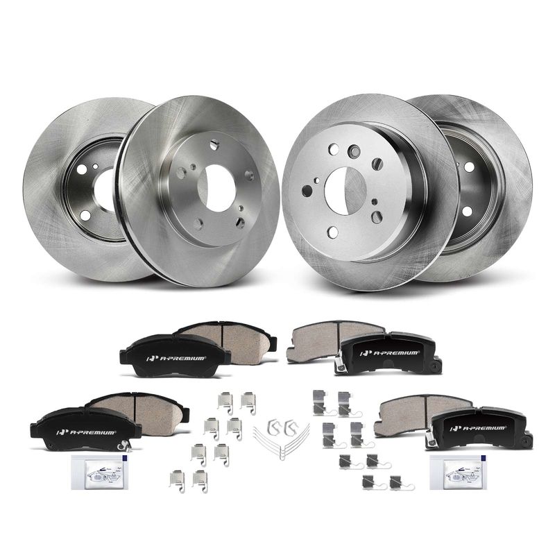 Front & Rear Disc Brake Rotors & Ceramic Brake Pads for Toyota Camry 1992-1999