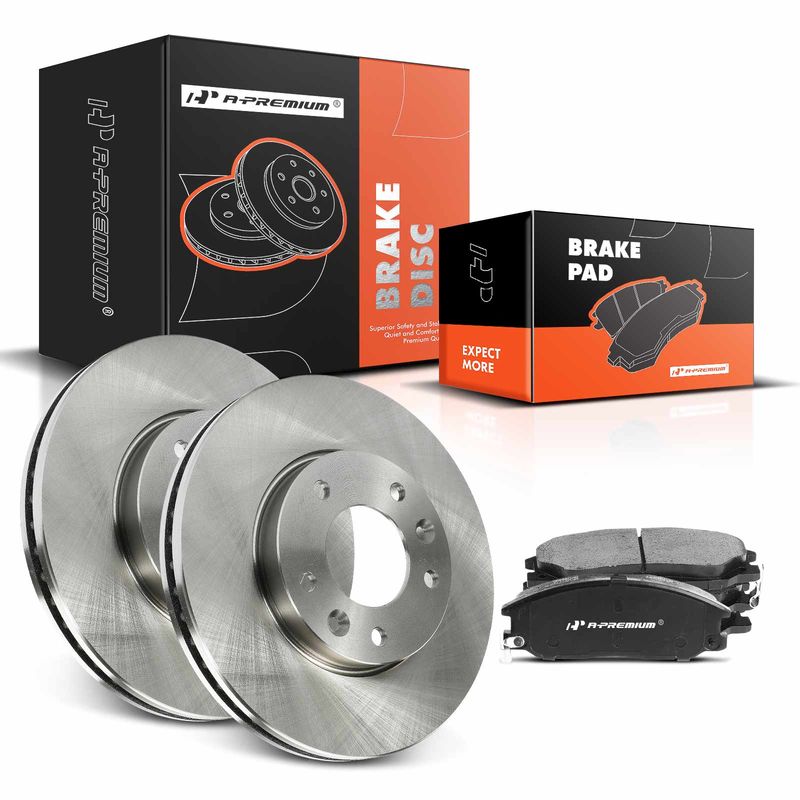 Front Disc Brake Rotors & Ceramic Brake Pads for Kia Sedona 2004-2005 V6 3.5L
