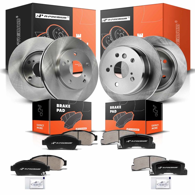 Front & Rear Disc Brake Rotors & Ceramic Brake Pads for Toyota Camry 1992-1999