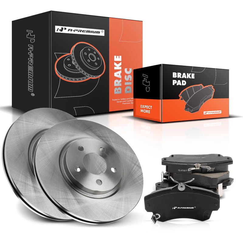 Front Disc Brake Rotors & Ceramic Brake Pads for Chrysler PT Cruiser 2001-2010