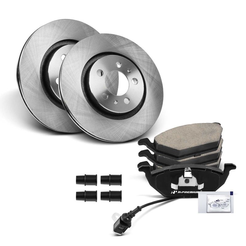 Front Disc Brake Rotors & Ceramic Brake Pads for VW Beetle 2000-2010 Golf Jetta