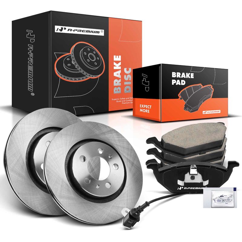 Front Disc Brake Rotors & Ceramic Brake Pads for VW Beetle 2000-2010 Golf Jetta
