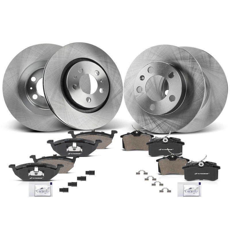 Front & Rear Disc Brake Rotors & Ceramic Brake Pads for Volkswagen Jetta Beetle