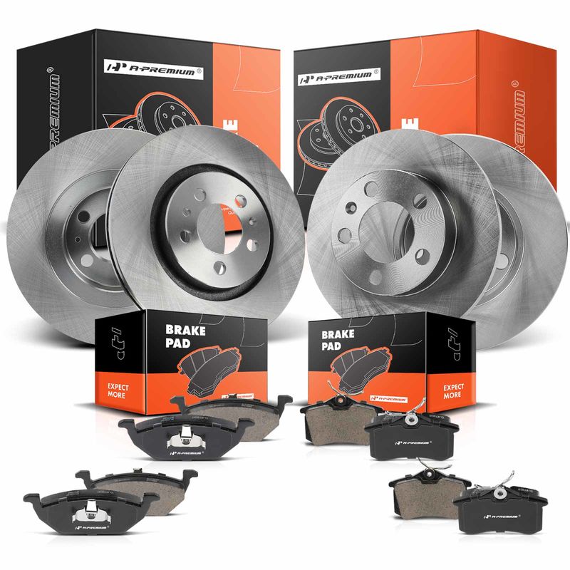 Front & Rear Disc Brake Rotors & Ceramic Brake Pads for Volkswagen Jetta Beetle