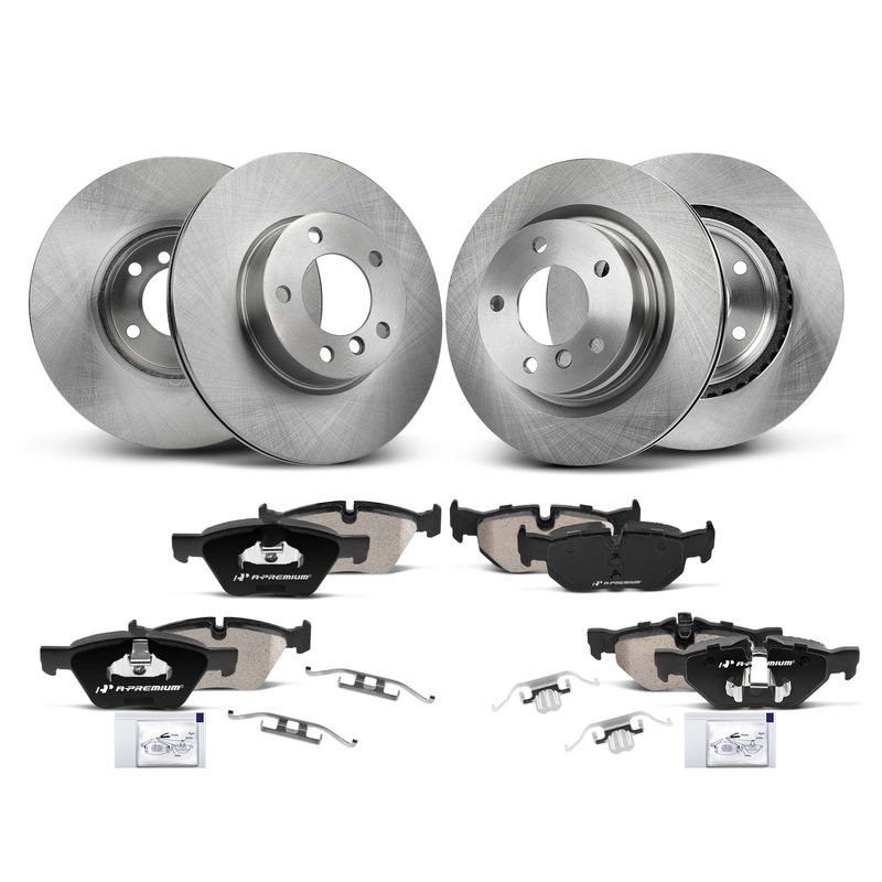 Front & Rear Disc Brake Rotors & Ceramic Brake Pads for BMW 323i E90 2010 328i