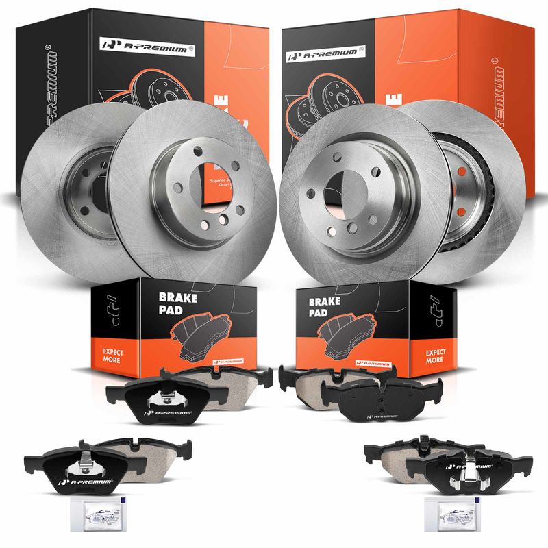 Front & Rear Disc Brake Rotors & Ceramic Brake Pads for BMW 323i E90 2010 328i