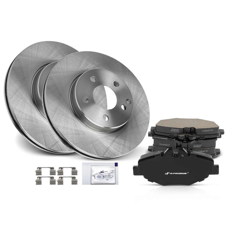 Front Disc Brake Rotors & Ceramic Brake Pad for Mercedes-Benz E320 2003-2009 E350