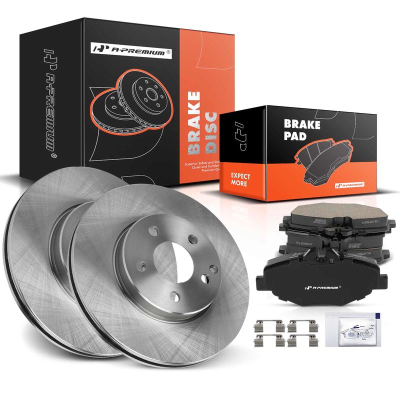 Front Disc Brake Rotors & Ceramic Brake Pad for Mercedes-Benz E320 2003-2009 E350