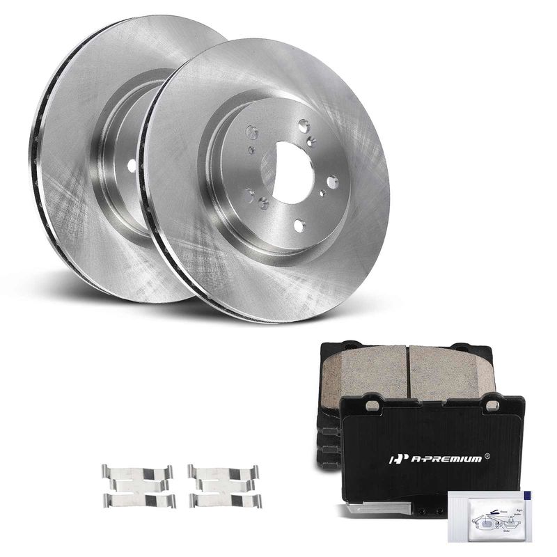 Front Disc Brake Rotors & Ceramic Brake Pads for Acura RL 2005-2012 V6 3.5L 3.7L