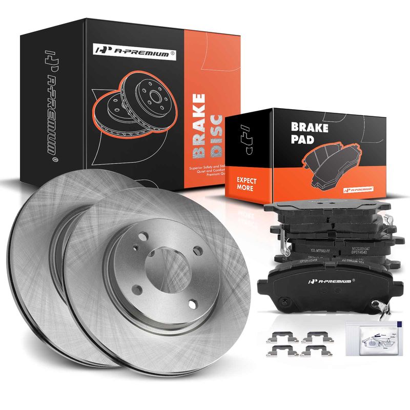 Front Disc Brake Rotors & Ceramic Brake Pads for Ford Fiesta 2011-2019