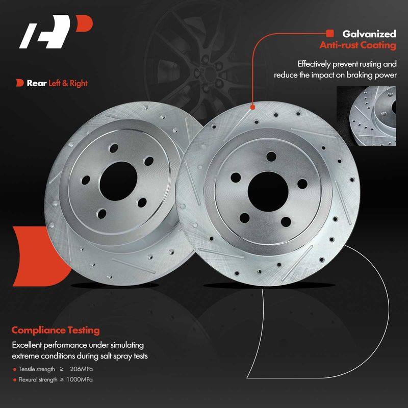 Rear Drilled Brake Rotors for Chrysler Cirrus PT Cruiser Sebring Dodge Plymouth
