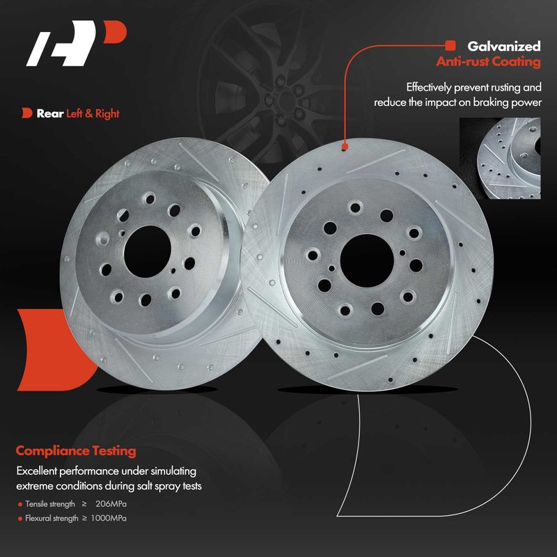 Rear Drilled Brake Rotors for Lexus GS300 1998-2005 IS300 2001-2005
