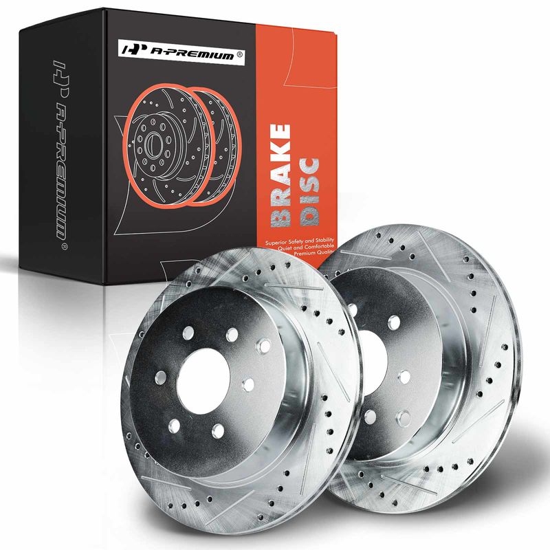 Rear Drilled Brake Rotors for Nissan Pathfinder 2005-2012 4.0L 5.6L 296 mm 6-Lug