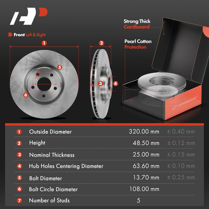 Front Disc Brake Rotors & Ceramic Brake Pads for Ford Escape Transit Connect