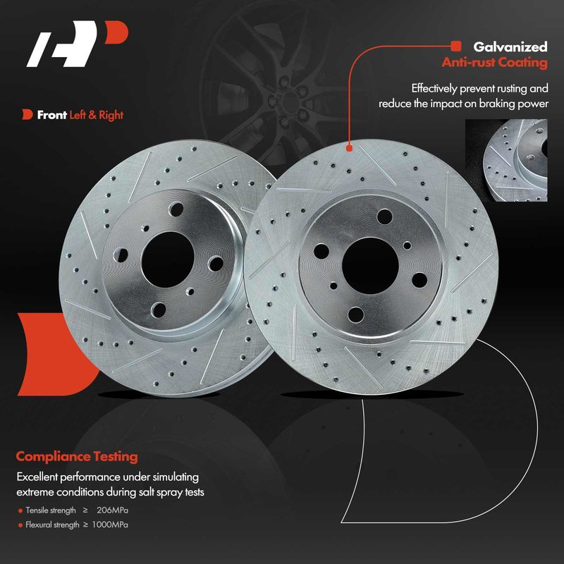 Front Drilled Brake Rotors for Scion xA xB 2004-2006 L4 1.5L 255mm