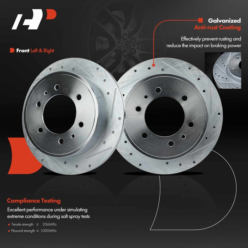 Rear Drilled Brake Rotors for Hummer H3 2006-2010 H3T 2009-2010