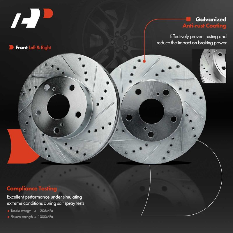 Front Drilled Brake Rotors for Toyota Tacoma 2005-2015 5-Lug 275mm