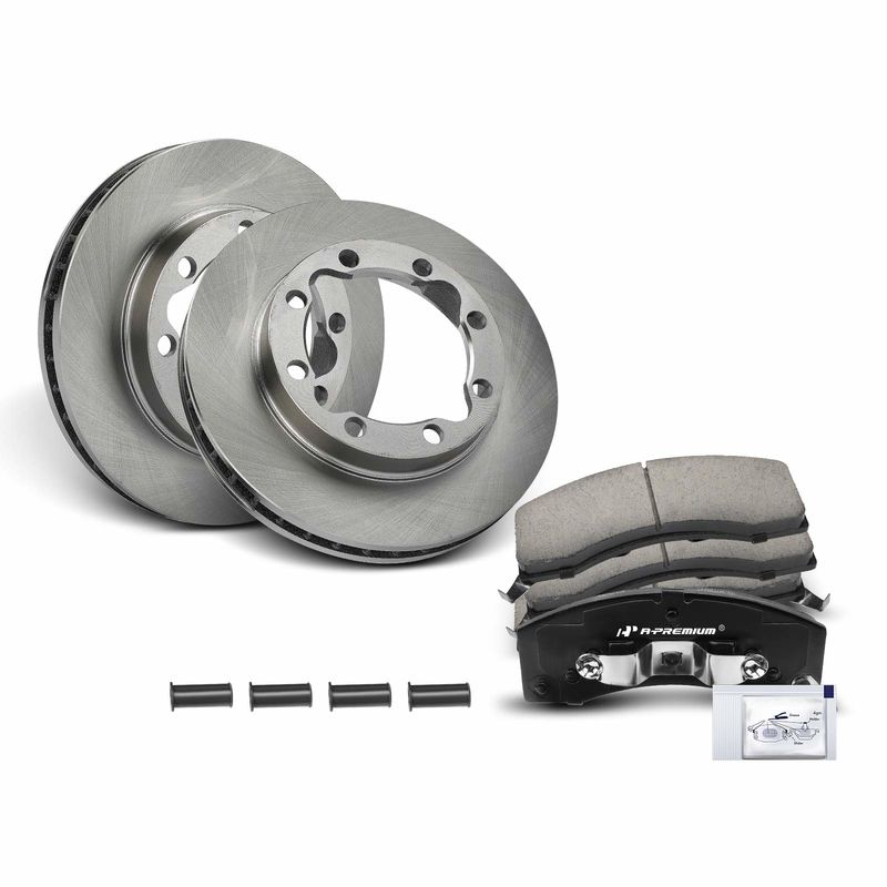 Front Disc Brake Rotors & Ceramic Brake Pads for Chevy K3500 GMC Dodge Ram 2500