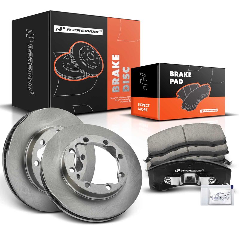 Front Disc Brake Rotors & Ceramic Brake Pads for Chevy K3500 GMC Dodge Ram 2500