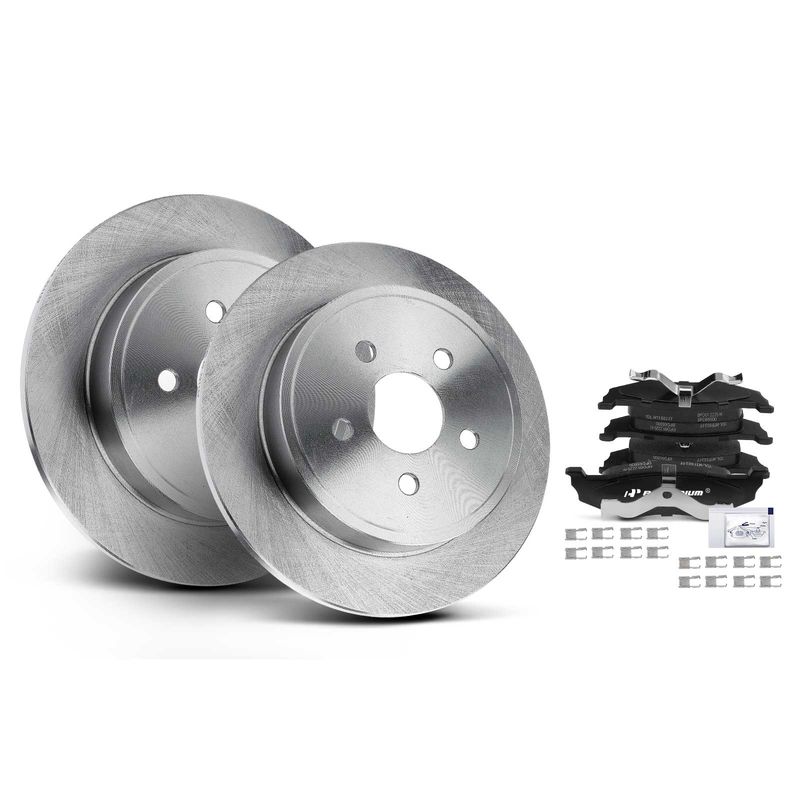 Rear Disc Brake Rotors & Ceramic Brake Pads for Chrysler PT Cruiser 2003-2007