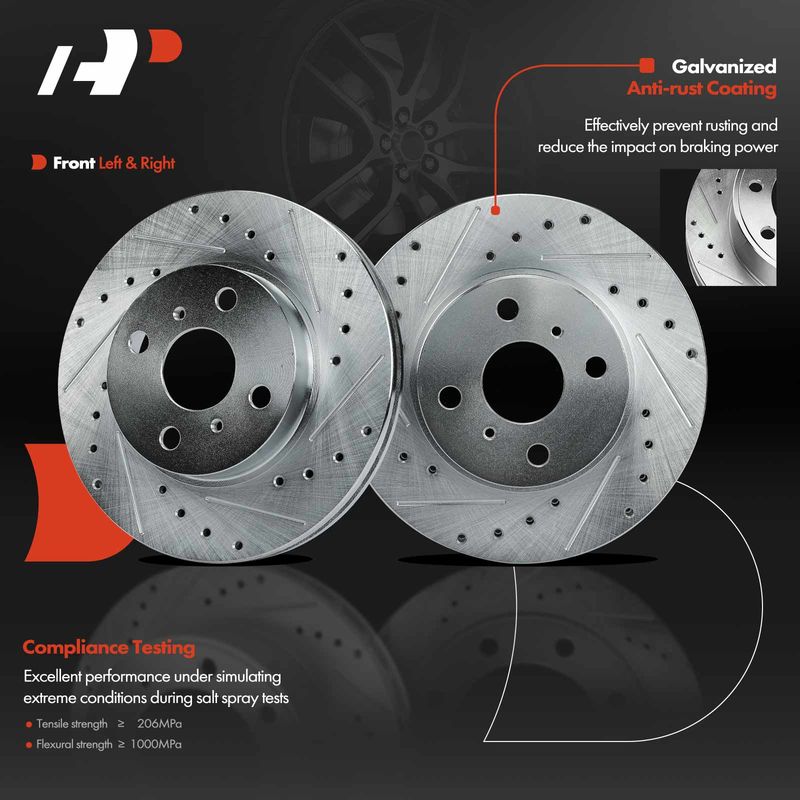 Front Drilled Brake Rotors for Toyota Corolla 93-02 Chevrolet Geo Prizm
