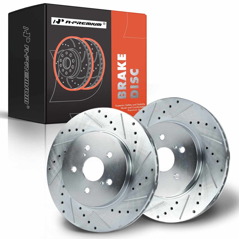 Front Drilled Brake Rotors for Toyota Highlander 06-07 Lexus RX330 04-06 RX350
